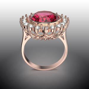 Printable STL jewelry engagement ring gem oval 14.0x12.0mm 8.78ct