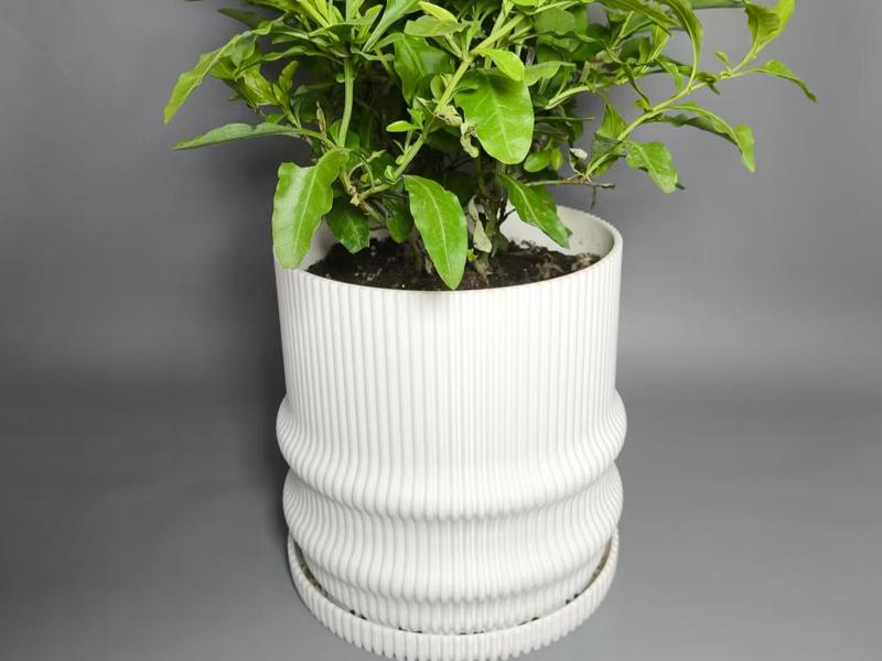 Simple flower pot with integrated tray and reservoir