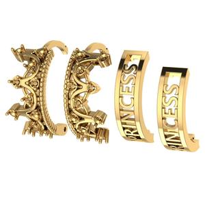printable STL jewelry princes's crown earrings