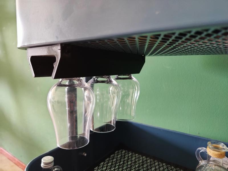 Glencairn whiskey glasses under cabinet rack / holder