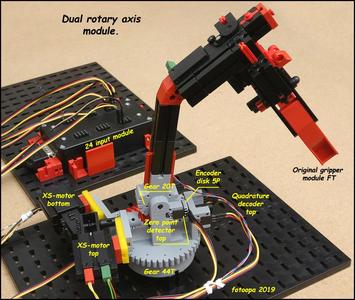 Double rotating module and built-in electronics.