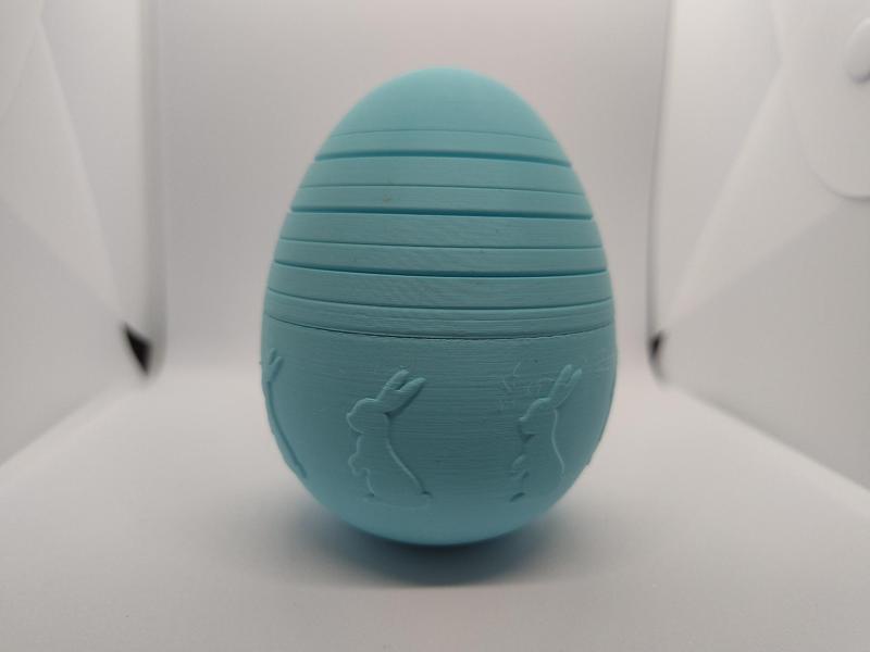 Easter Egg Open with rabbit decor