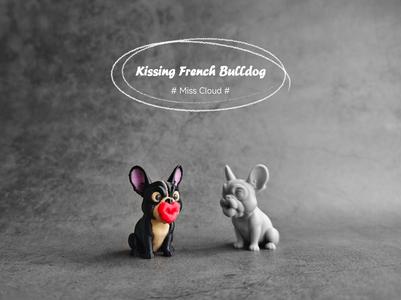 Kissing French Bulldogs  Monochromatic printing, simply select any color