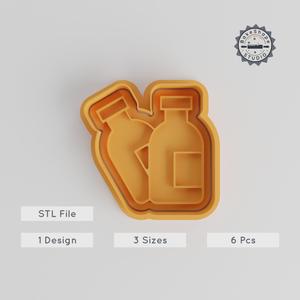 Beer Shape Cutter & Stamp Set, Perfect for Cookies & Fondant, 6 Pieces, S/M/L Sizes
