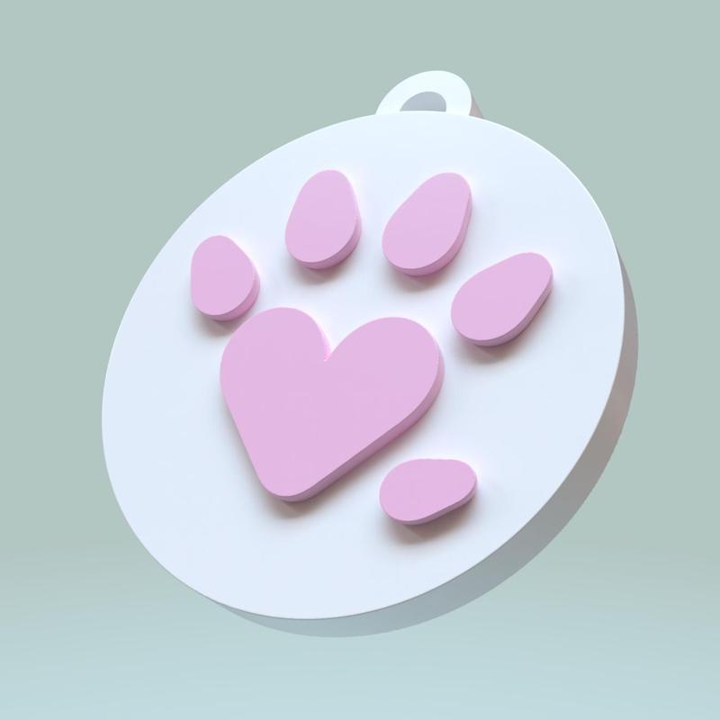 heart pawprint keychain