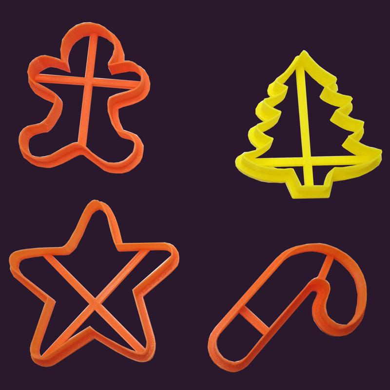 Candy Cane, Pine Tree, Star, Reindeer, Gingerbread Man. 5 STL