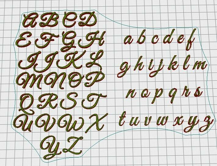 Alphabet cursive stamp