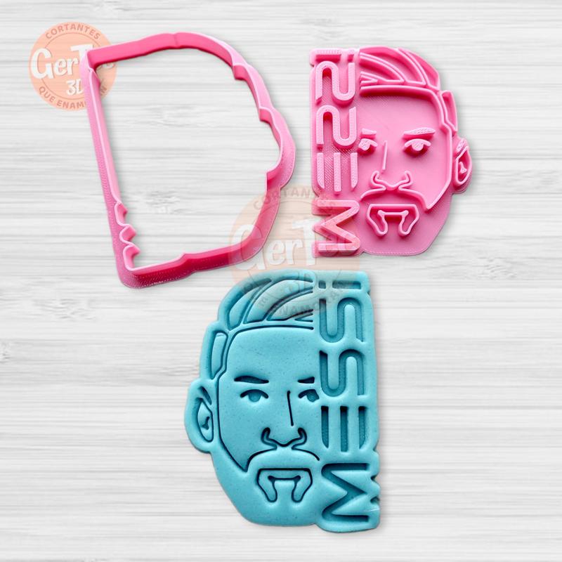 MESSI COMBINED WITH TEXT Cutter with Stamp / Cookie Cutter FACE MESSI