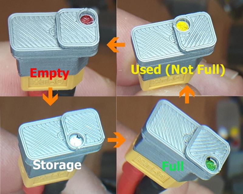XT 60 connector cover with charge status mark