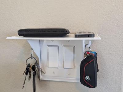 Double light switch Shelf with key hooks