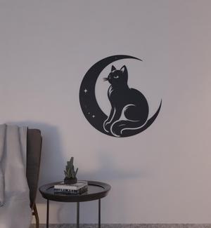 Wall decoration cat on moon 2d wall art