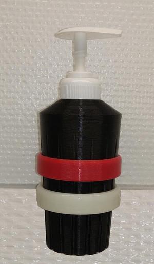 Pokeball-colored liquid soap dispenser