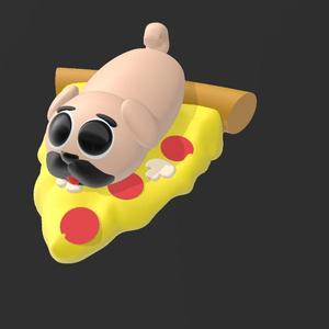 Cute pug on pizza