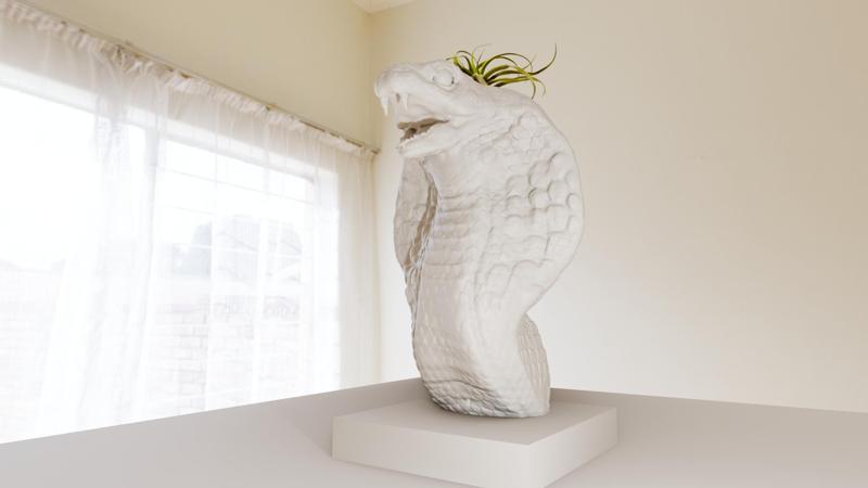 snake bust statue planter pot flower vase stl