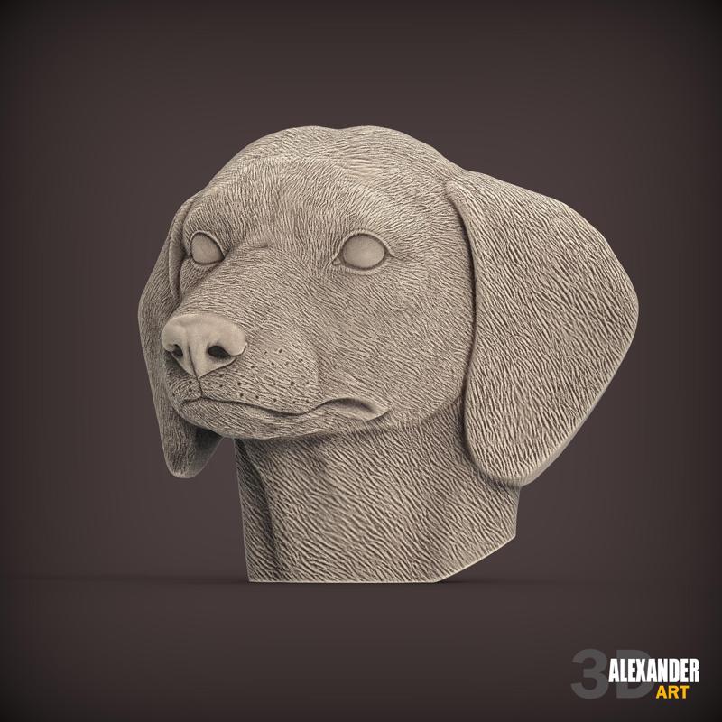 Dachshund head relief 3D printed model