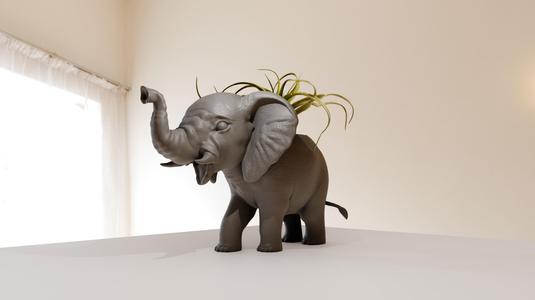 baby elephant planter pot flower vase trunk up stl