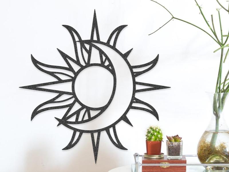 Sun Moon Outline Art