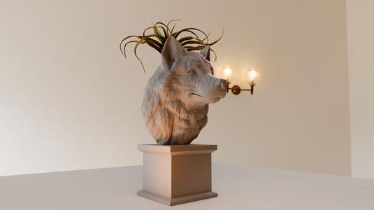 wolf head bust planter pot flower vase stl
