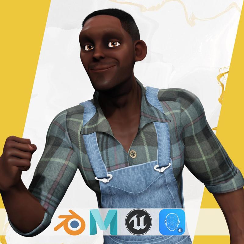 Farmer Cartoon Character in Overalls Artistic Realism