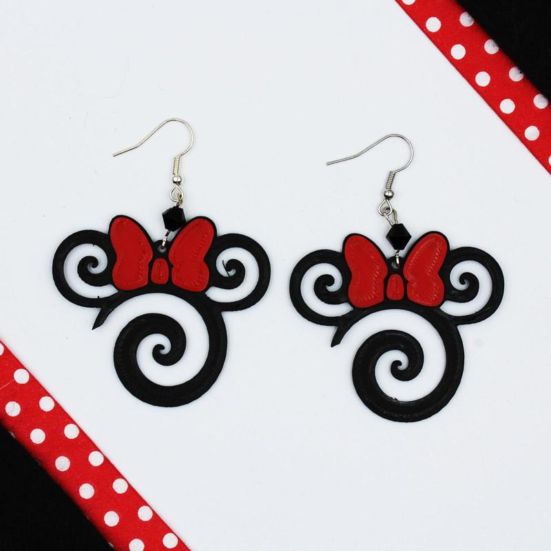 Minnie Mouse Bows Earring Disney Jewelry Medal Ring Cartoon