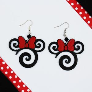 Minnie Mouse Bows Earring Disney Jewelry Medal Ring Cartoon