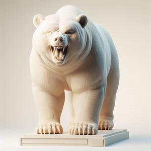 408 Minimalist Upright Snarling Bear Statue