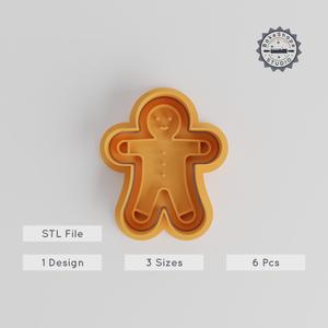 Gingerbread Man Cookie Cutter & Stamp Set, 6 Piece, Perfect for Christmas Holiday Cookies, Fondant, S/M/L Sizes, Festive Baking