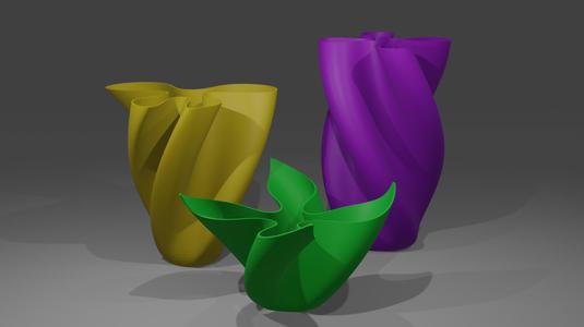 Set of Matching Cloth Vases and Bowl