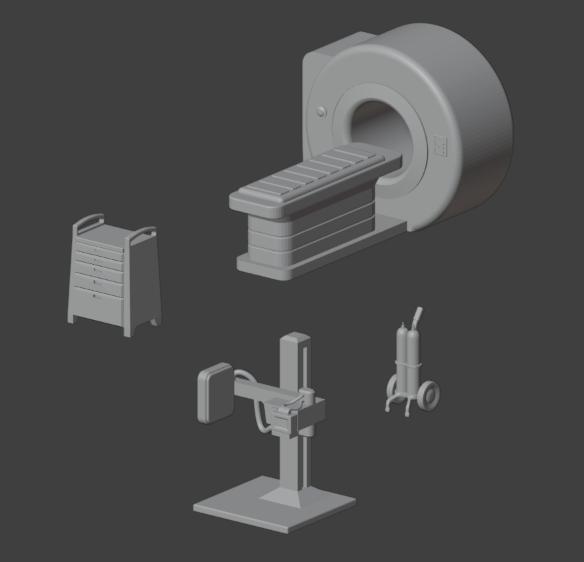 Modern Medical Furniture Two Set STL Files – 28mm Scale Hospital Terrain for Tabletop RPGs and Dioramas