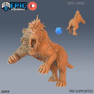 Sabretooth Tiger Attacking ‧ DnD Miniature ‧ Tabletop Miniatures ‧ Gaming Monster ‧ 3D Model ‧ RPG ‧ DnDminis ‧ STL FILE