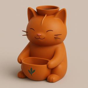 Flowerpot with cat