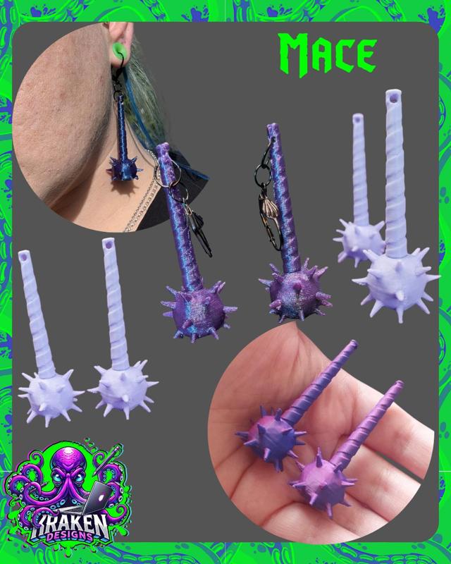 Weapon Earring Set – Mace, Scythe, and Sword