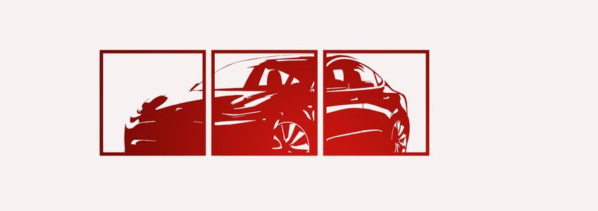 Tesla Model 3 Car Wall Art 2 Different Rims
