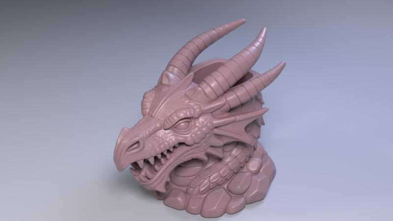 Dragon Head Pen Holder – Fierce Fantasy Desk Organizer STL File 3D Printable