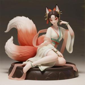 873 Fox Spirit Woman in Pu Song Ling Style, beast, magic, creature, fantasy, wood, base, sword, warrior, wild, cat, monster, fox, godzilla, fair, witch, werewolf, horror, beast, gothic, troll
