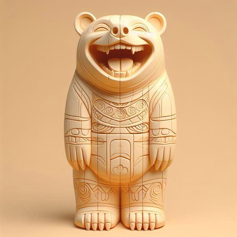 527 Laughing Bear Totem - Full-Body 3D Model, magic, collectible, witch, dinosaur, wooden, knight, viking, dragon, dragon, dnd, cat, monster hunter, dog, monster, totem, totemic