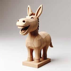 026 Laughing Wooden Donkey - 3D Printed Full-Figure Statue, animal, statue, creature, magic, collectible, wood, sword, base, warrior, wild, lion, dragon, dnd, cat, monster hunter, monster