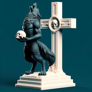 845 Ivory Werewolf Howling with Skull - 3D Model, magic, creature, fantasy, wood, base, sword, warrior, wild, cat, monster, dog, godzilla, fair, witch, werewolf, horror, beast, gothic, troll