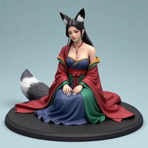 1599 COLORFUL Fox Spirit Woman in Pu Song Ling Style, magic, dragon, fantasy, wood, gnome, gorgon, warrior, wild, fox, monster, cat, dog, fair, witch, werewolf, horror, beast, gothic, troll