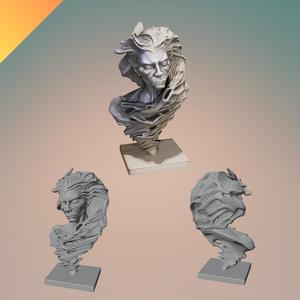 Mystical Wind Spirit Bust – STL, OBJ, and GLB 3D Print Model