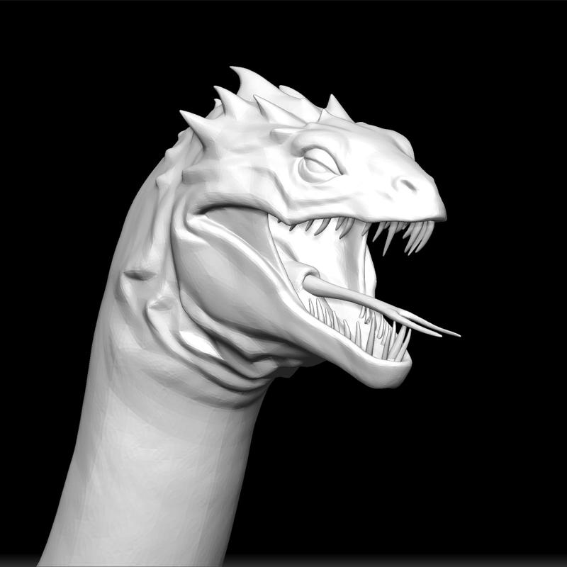 Basilisk Mythical Creature Statue - Legendary Snake-Like Beast - Fantasy Creature Sculpture - Big Snake Monster - 3D Print Fantasy Model