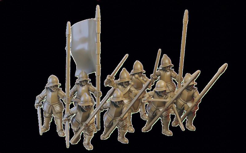Slavia Mercaneries Pikemen miniatures (32mm, modular)