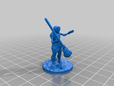 Skeleton Sorcerer Broom Staff NPC Table Top Game Minitature
