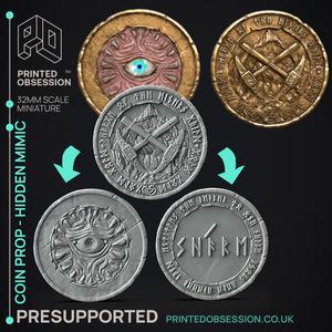 Mimic Coin - Prop -  PRESUPPORTED - Illustrated and Stats - 32mm scale