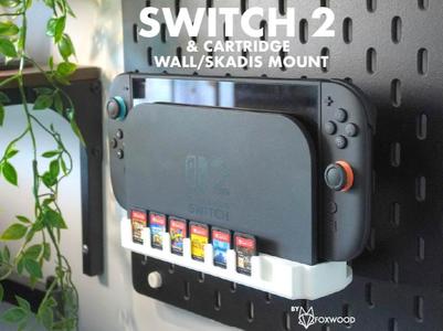 Switch 2 Dock & Cartridge Slots Wall/Skadis mount