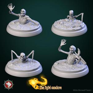 Skeletons set 4 miniatures 32mm pre-supported