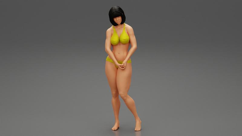 Sad Woman On beach Bikini