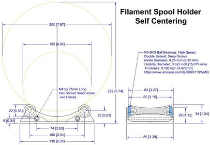 Filament Spool Holder, Self Centering