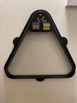 Pool triangle holder with built in chalk storage