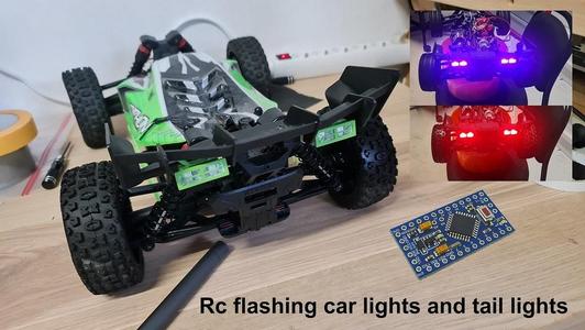 Rc flashing car lights, tail light arduino programming DIY for rc transmitter 